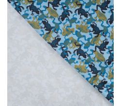 French Terry Print - Frogs, Denim
