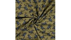 French Terry Print - Frogs, Khaki