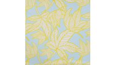 French Terry Print - Neon Leaves, Baby Blue
