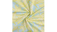French Terry Print - Neon Leaves, Baby Blue