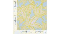 French Terry Print - Neon Leaves, Baby Blue