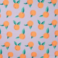 French Terry Print - Oranges, Dusty Lilac
