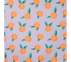 French Terry Print - Oranges, Dusty Lilac