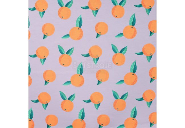 French Terry Print - Oranges, Dusty Lilac