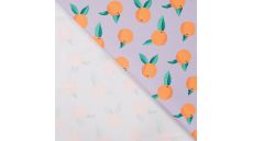 French Terry Print - Oranges, Dusty Lilac
