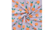 French Terry Print - Oranges, Dusty Lilac