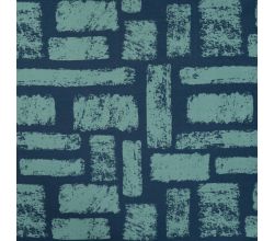 French Terry Print - Abstract Strokes, Denim