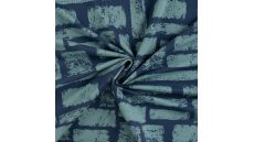French Terry Print - Abstract Strokes, Denim