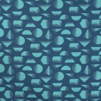 French Terry Print - Abstract Shapes, Denim