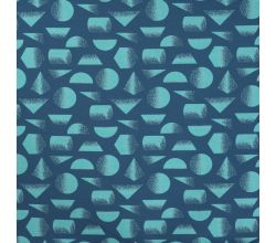 French Terry Print - Abstract Shapes, Denim
