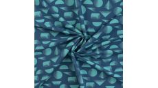 French Terry Print - Abstract Shapes, Denim