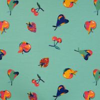 French Terry Print - Colorful Fruit, Tiffany