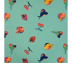 French Terry Print - Colorful Fruit, Tiffany