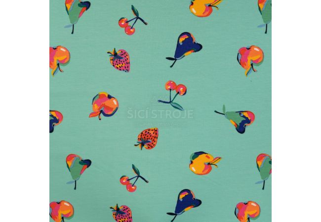 French Terry Print - Colorful Fruit, Tiffany