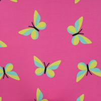 French Terry Print - Butterflies, Fuchsia
