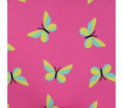 French Terry Print - Butterflies, Fuchsia