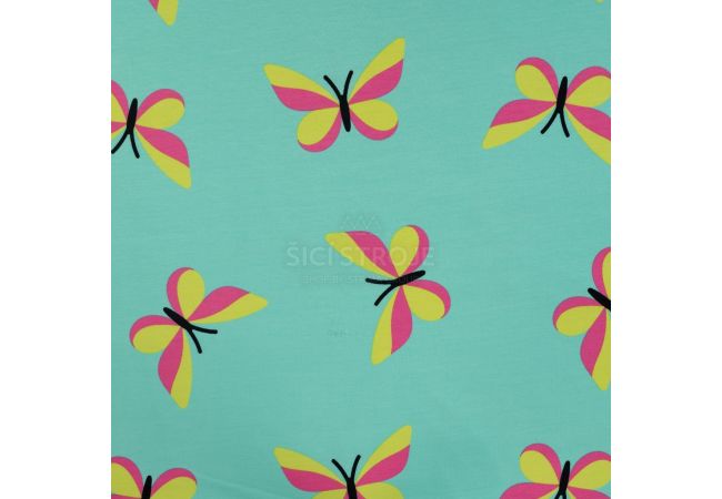 French Terry Print - Butterflies, Tiffany