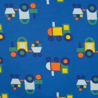 French Terry Print - Toot Toot, Royal