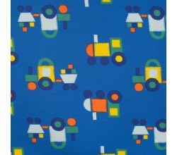 French Terry Print - Toot Toot, Royal