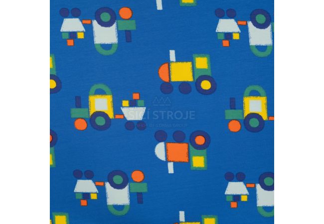 French Terry Print - Toot Toot, Royal