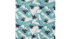 French Terry Print - Palms, Denim
