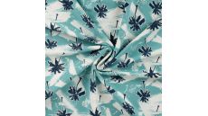 French Terry Print - Palms, Denim