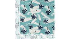 French Terry Print - Palms, Denim