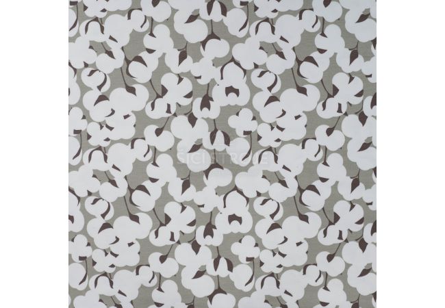 French Terry Print - Cotton Balls, Khaki