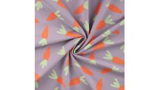 French Terry Print - Carrots, Dusty Lilac