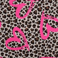 French Terry Neon Print - Leopard + Neon Heart, Caramel