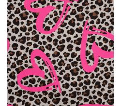 French Terry Neon Print - Leopard + Neon Heart, Caramel