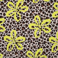 French Terry Neon Print - Leopard Neon Flower, Caramel
