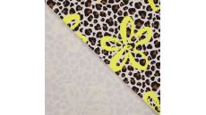 French Terry Neon Print - Leopard Neon Flower, Caramel