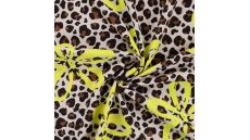 French Terry Neon Print - Leopard Neon Flower, Caramel
