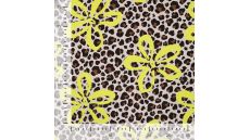 French Terry Neon Print - Leopard Neon Flower, Caramel