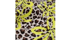French Terry Neon Print - Leopard Neon Flower, Caramel