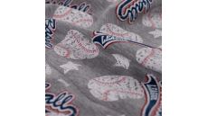 French Terry Melange Print - Baseball, Light Grey Melange