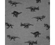 French Terry Melange Print - Dinos, Light Grey Melange