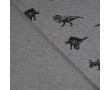 French Terry Melange Print - Dinos, Light Grey Melange