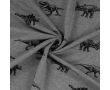 French Terry Melange Print - Dinos, Light Grey Melange