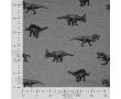 French Terry Melange Print - Dinos, Light Grey Melange
