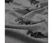 French Terry Melange Print - Dinos, Light Grey Melange