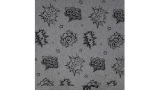 French Terry Melange Print - Cartoon, Light Grey Melange