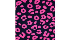 French Terry Neon Print - Neon Leopard, Navy