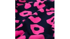 French Terry Neon Print - Neon Leopard, Navy