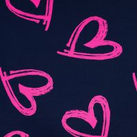 French Terry Neon Print - Neon Heart, Navy