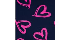 French Terry Neon Print - Neon Heart, Navy