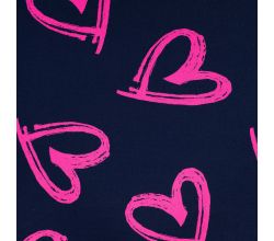French Terry Neon Print - Neon Heart, Navy