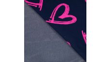 French Terry Neon Print - Neon Heart, Navy
