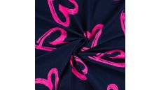 French Terry Neon Print - Neon Heart, Navy